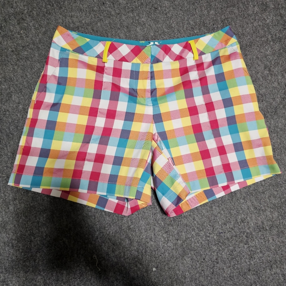 Slazenger Rainbow Plaid Polyester Golf Shorts Size 2